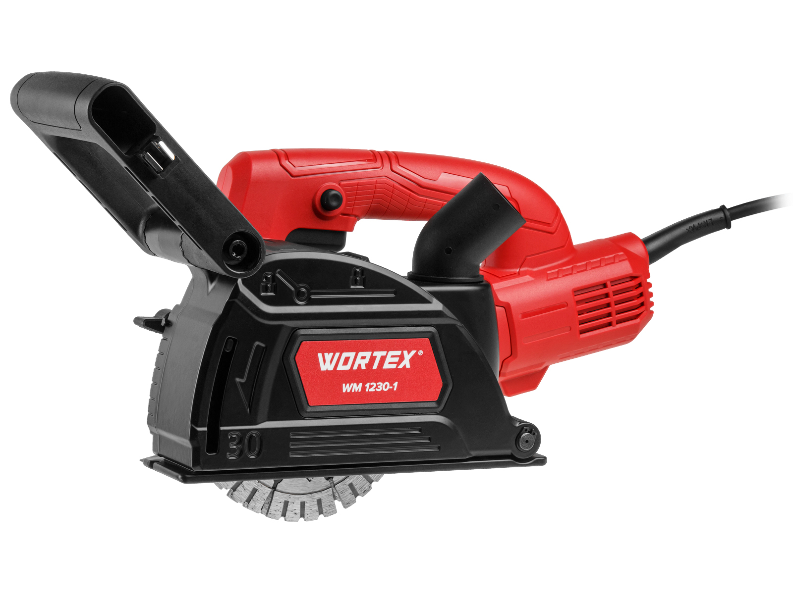 Штроборез WORTEX WM 1230-1 в кор. 1400 Вт, 125 мм, глубина до 30 мм, конст. эл., плав. пуск