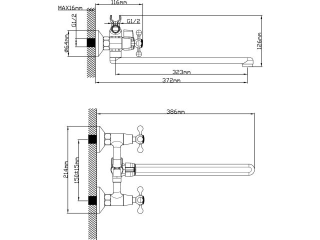 Image 2 Смеситель для ванны (Lt) вентильный (тип I), AV Engineering