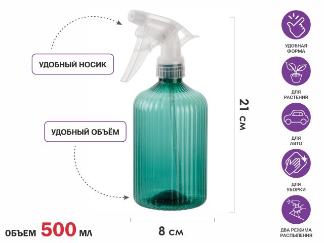 Опрыскиватель ручной 0,5л с пульверизатором, PERFECTO LINEA