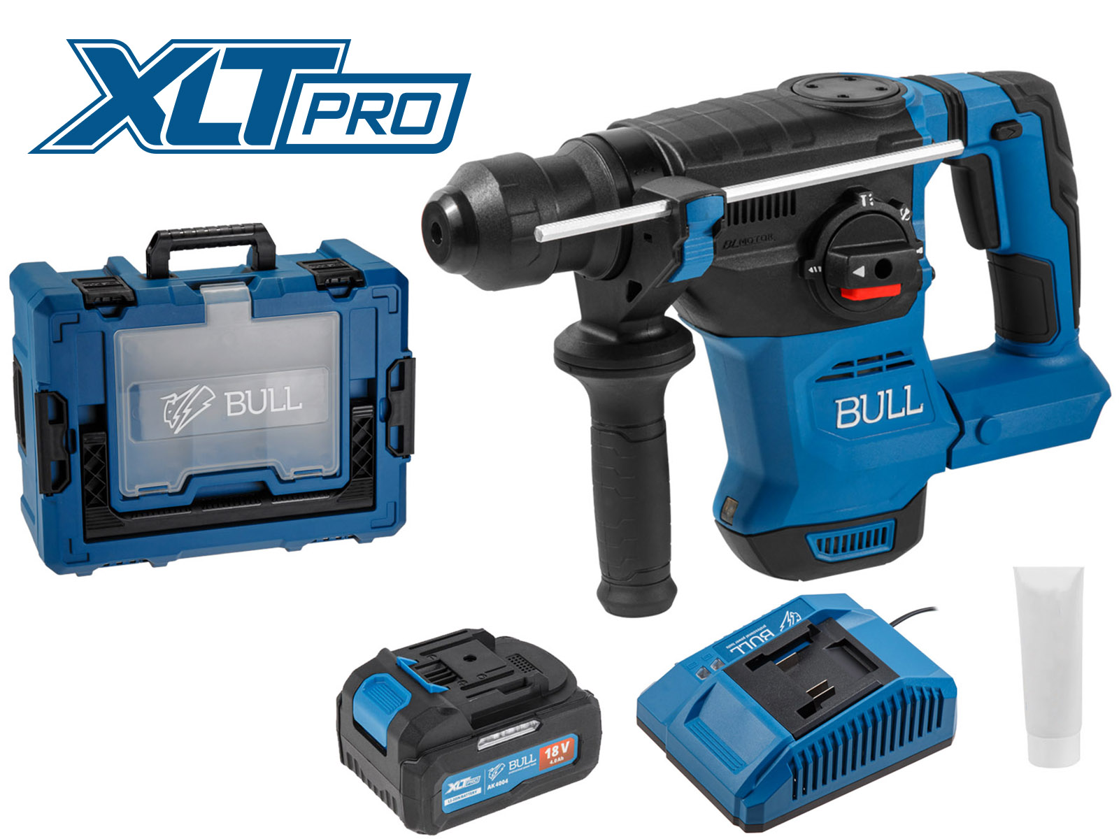 Аккум. перфоратор BULL CBH 1826 Xcase, XLTpro, БЕСЩЕТ., 18 В, 2.6 Дж, 26 мм, 1x4 А*ч, з/у