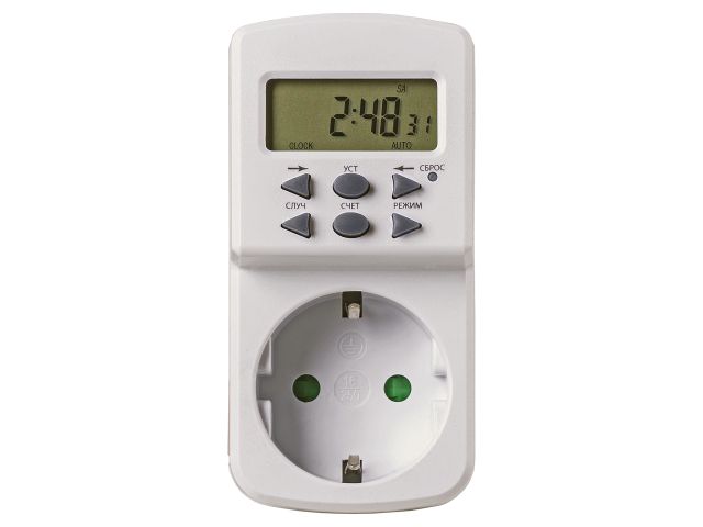 Image 3 Таймер розеточный ТРЭ-Н-01-1мин/7дн-10on/off-8А (недельный) упак.-термоусад.пленка "Народный"