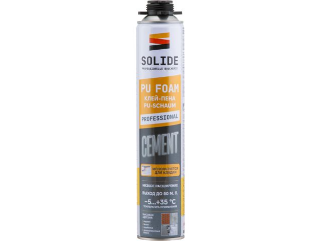 Image 1 Клей-пена полиуретановая профессиональная  SOLIDE Cement (850 мл)