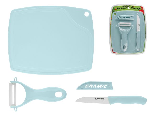 Image 2 Набор кухонный (нож кух.16см,нож для овощей 13см, доска разделочн.16х20см), STARCOOK, PERFECTO LINEA