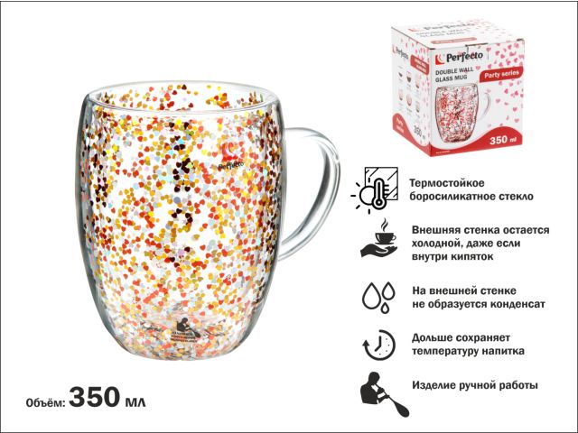 Image 1 Кружка стеклянная с двойными стенками, 350 мл, серия Party, PERFECTO LINEA
