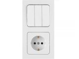 Блок выкл. 3 клав. + розетка (открытая, б/з) белая, Astrum, BYLECTRICA