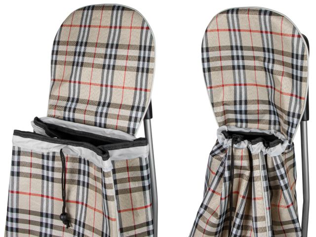 Image 4 Сумка-тележка хозяйственная на колесах 30 кг, бежевая, клетка, PERFECTO LINEA