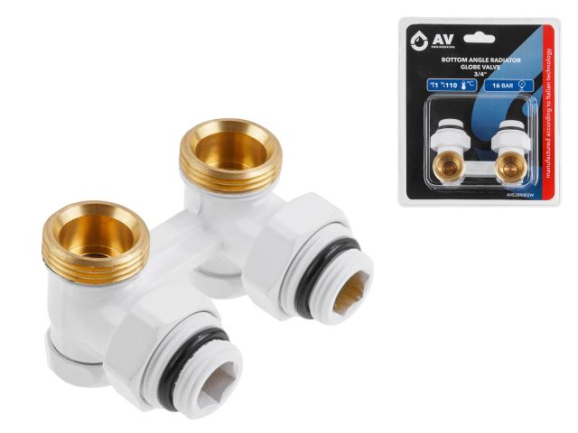 Image 1 Клапан угловой вентильный 3/4" нар. для радиатора (мультифлекс), Белый, AV Engineering (инд. упак.)