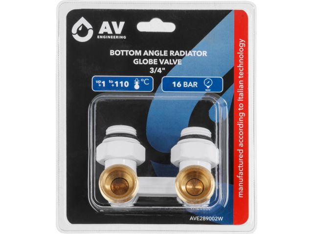 Image 6 Клапан угловой вентильный 3/4" нар. для радиатора (мультифлекс), Белый, AV Engineering (инд. упак.)