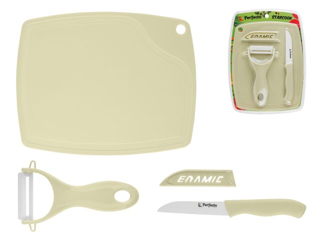 Image 2 Набор кухонный (нож кух.16см,нож для овощей 13см, доска разделочн.16х20см), STARCOOK, PERFECTO LINEA
