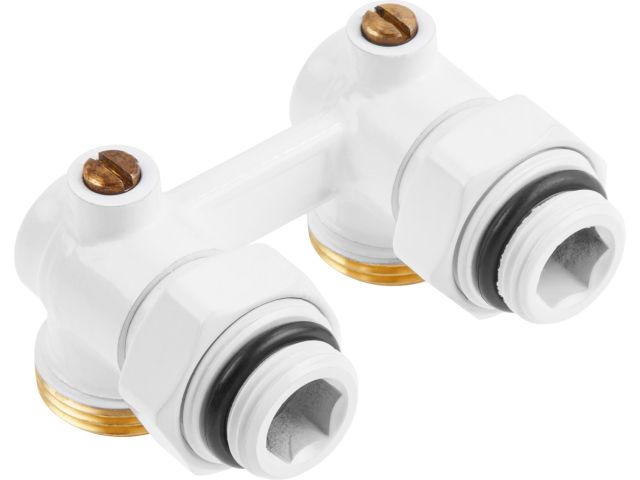 Image 2 Клапан угловой шаровый 3/4" нар. для радиатора (мультифлекс), Белый, AV Engineering (инд. упак.)